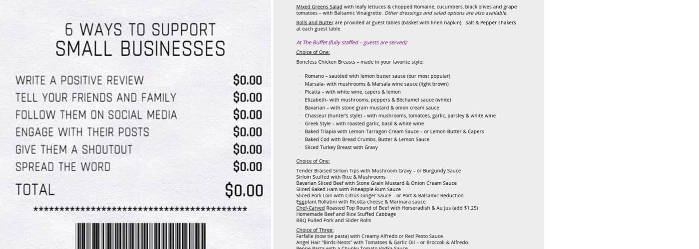 Chef & I Catering Menu