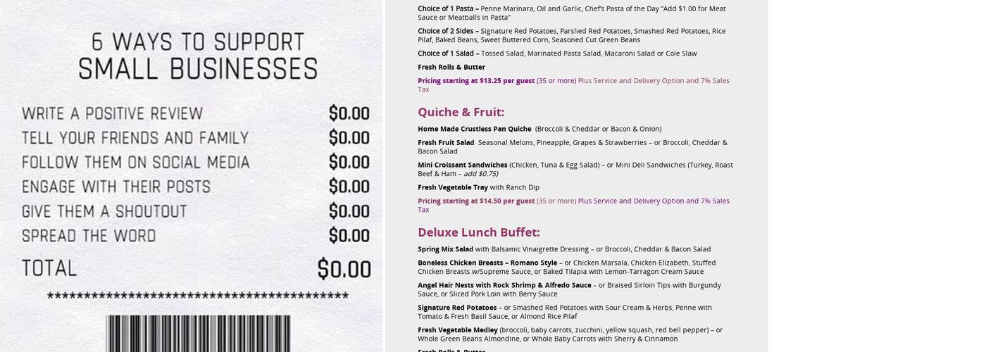 Chef & I Catering Menu