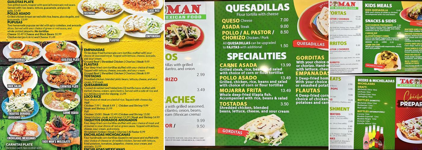 Taco Man Menu