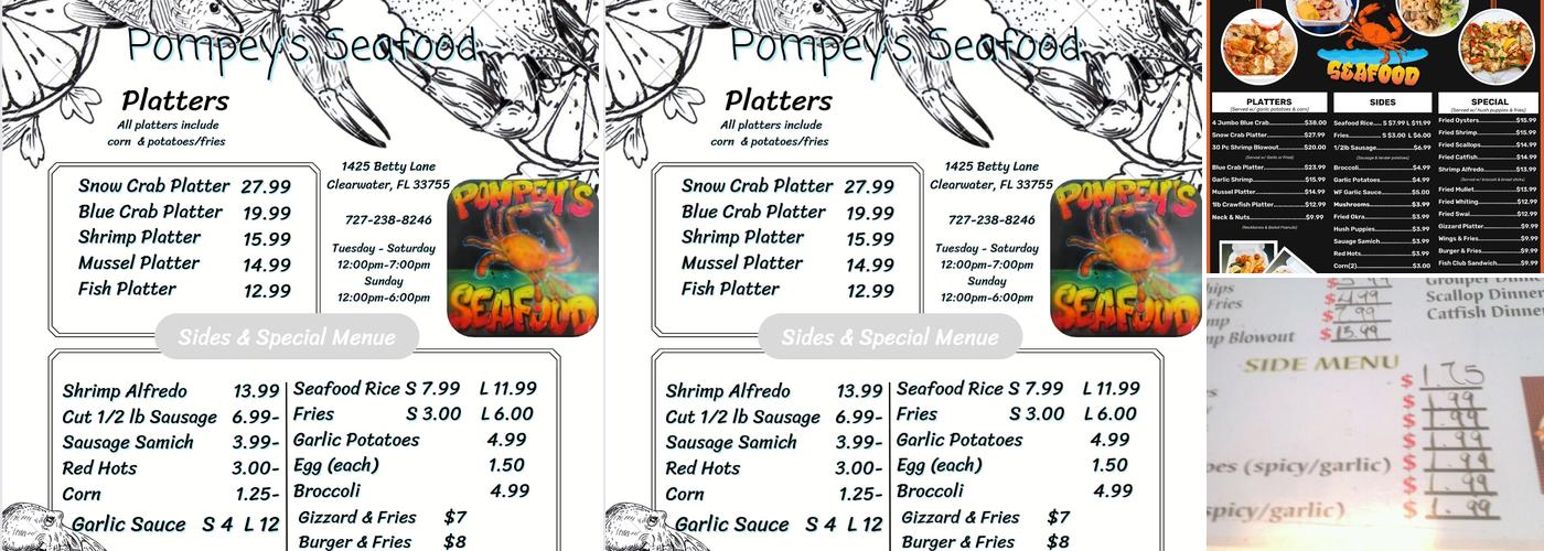 Pompey's Seafood Menu