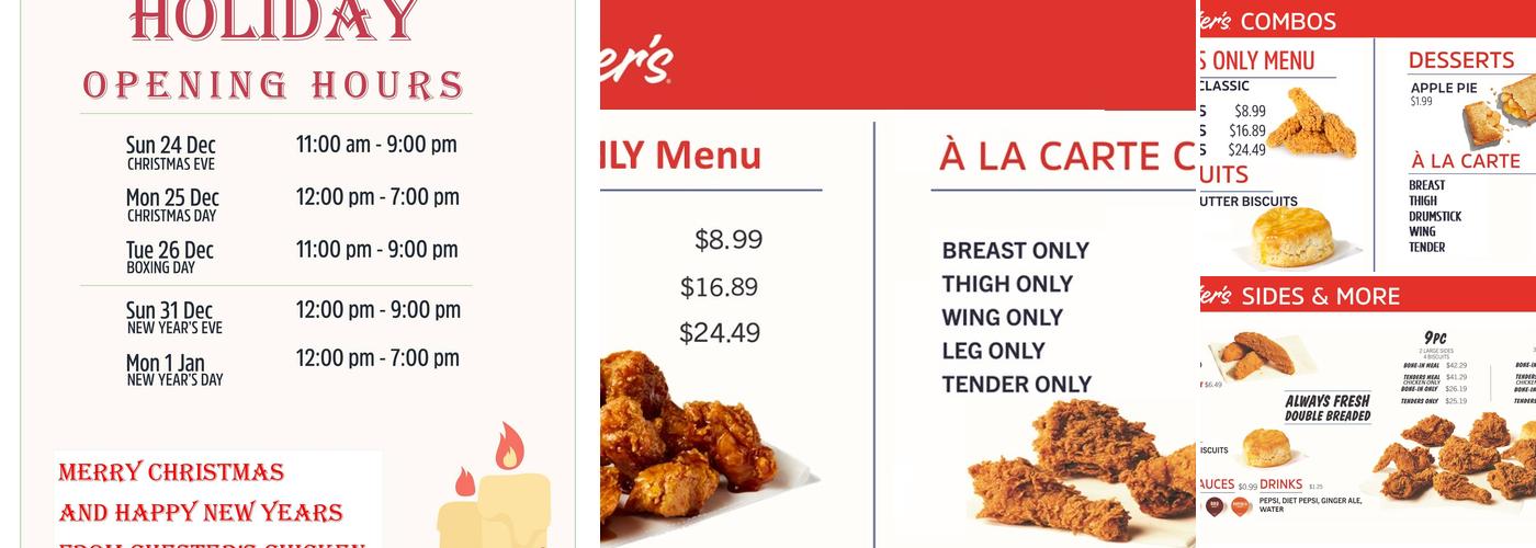 Chester's Chicken Menu