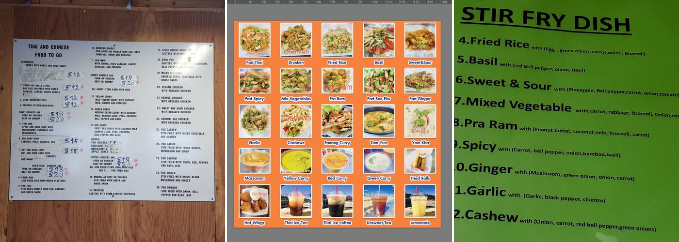 Denali Thai Food Menu