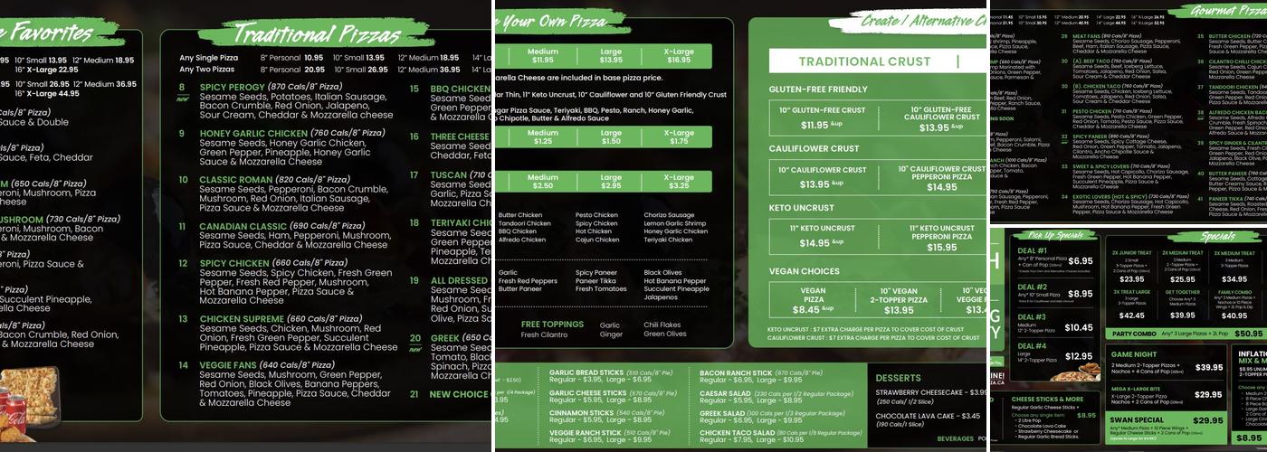 Red Swan Pizza Ellerslie Menu