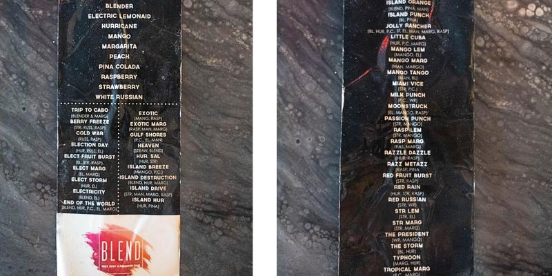 Blend Daiquiris Menu