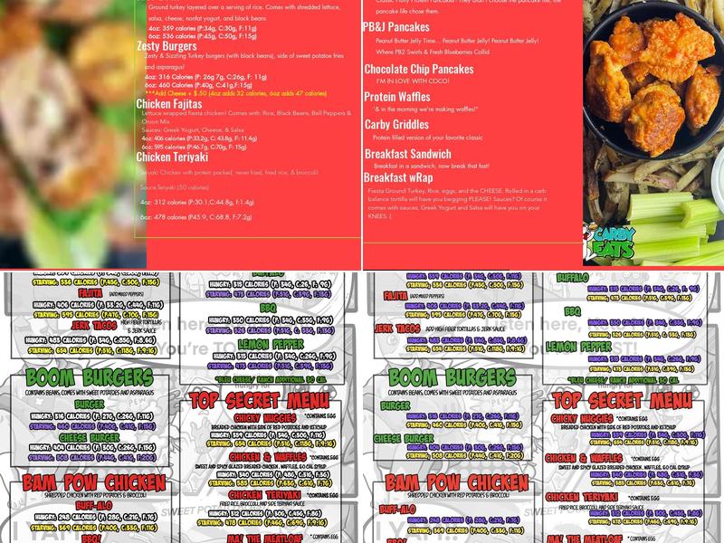 Carby Eats Menu
