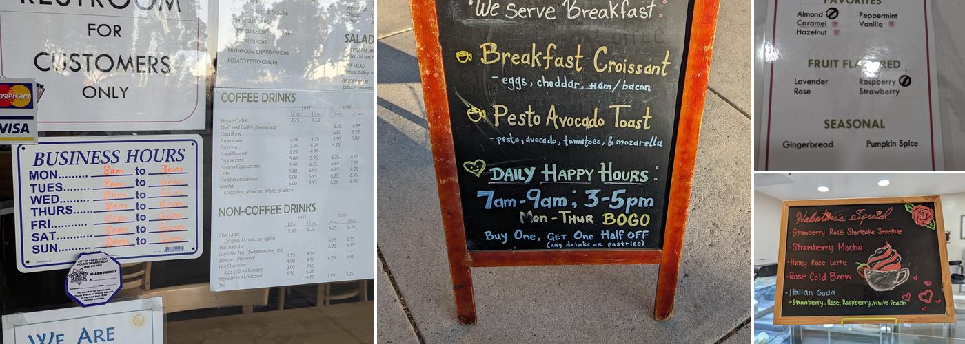 Orchard Valley Coffee Menu