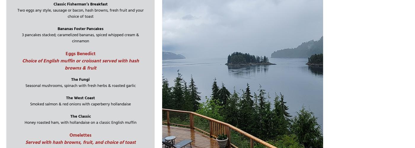 Inlets Restaurant Menu