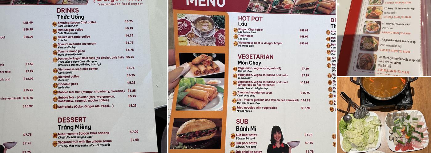 Saigon Chef Restaurant Menu
