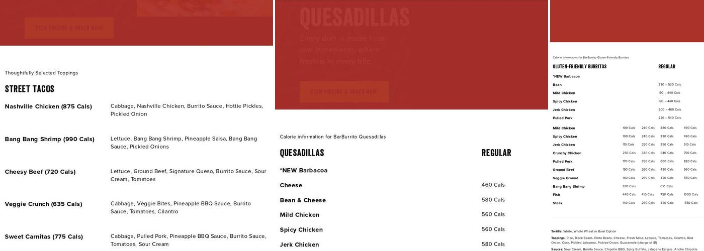 barBURRITO Menu