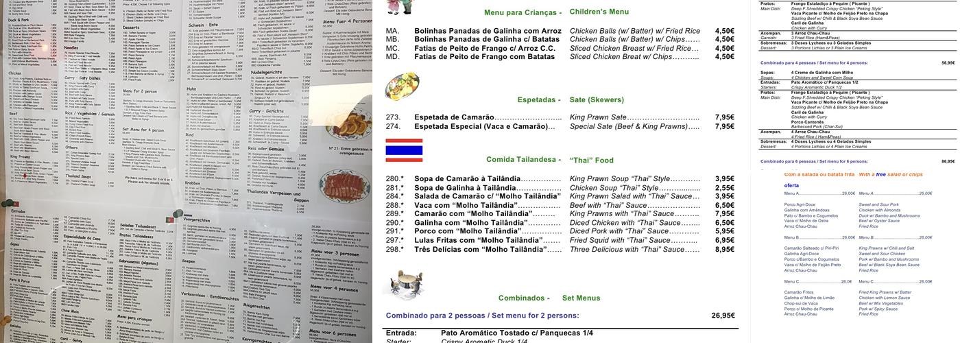 Restaurante Chinês kamkong Menu