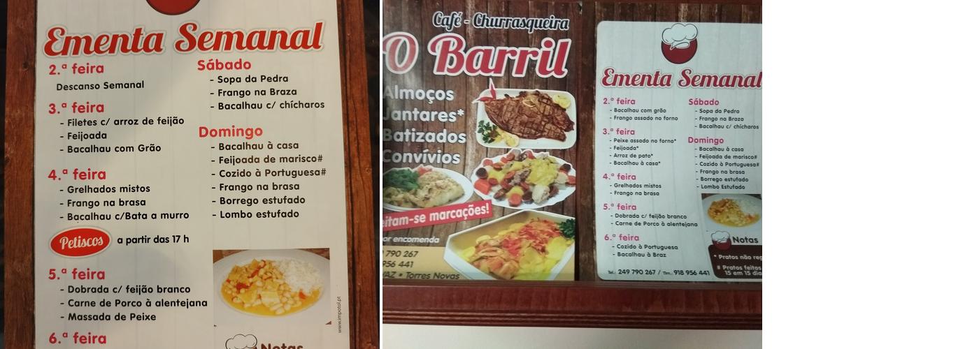 Café Churrasqueira O Barril Menu