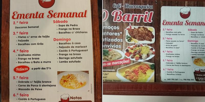 Café Churrasqueira O Barril Menu