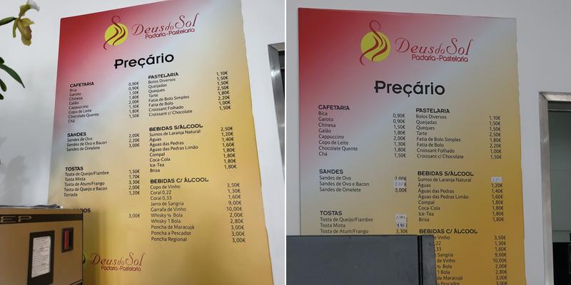 Deus do Sol Menu