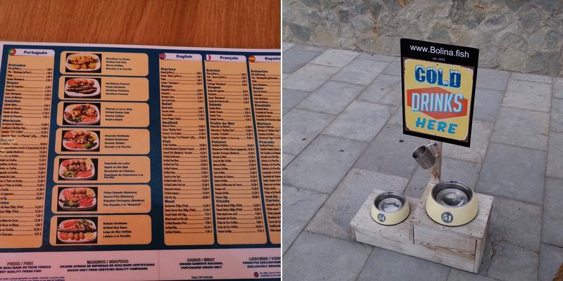 Bolina Restaurante Menu