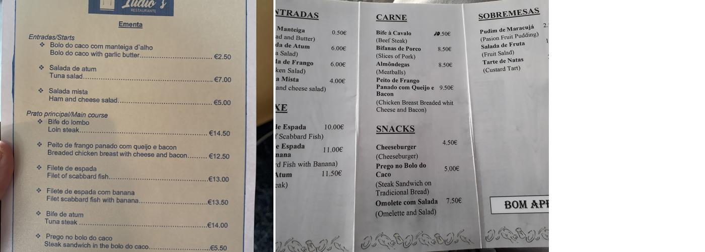 Restaurant Ilidio's (Ilidio's Restaurant) Menu
