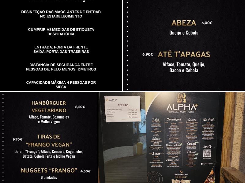 Golden Bar (Alpha Bar) Menu