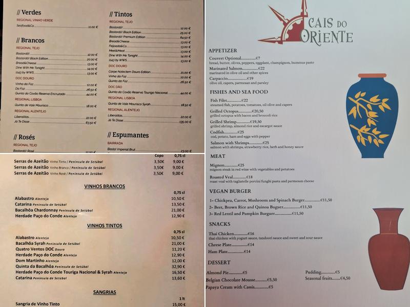 Cais do Oriente Menu