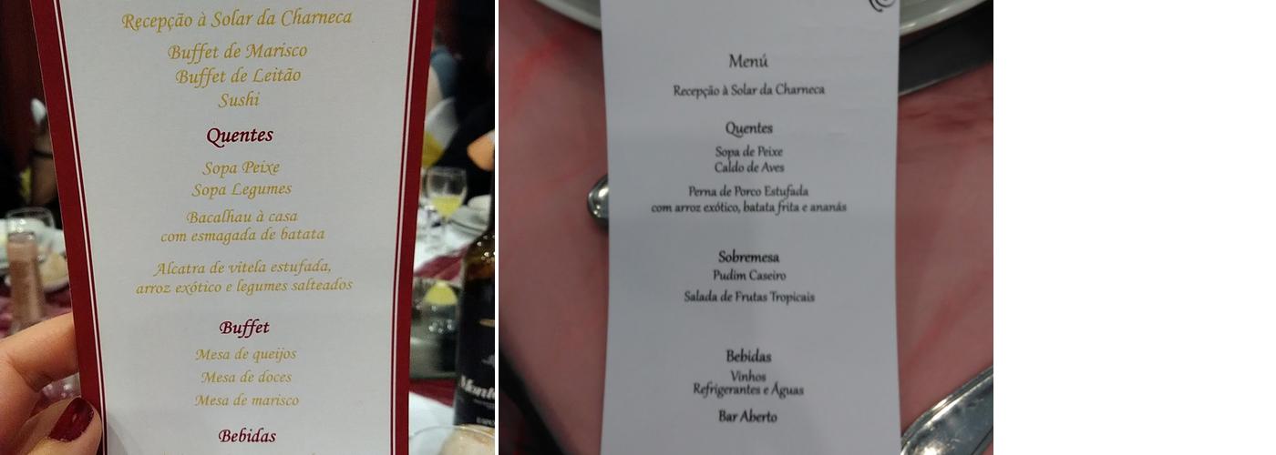 O Solar da Charneca Menu