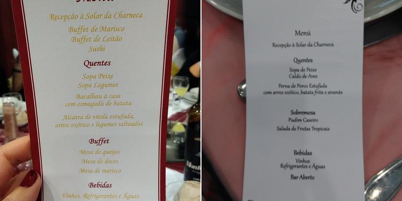 O Solar da Charneca Menu