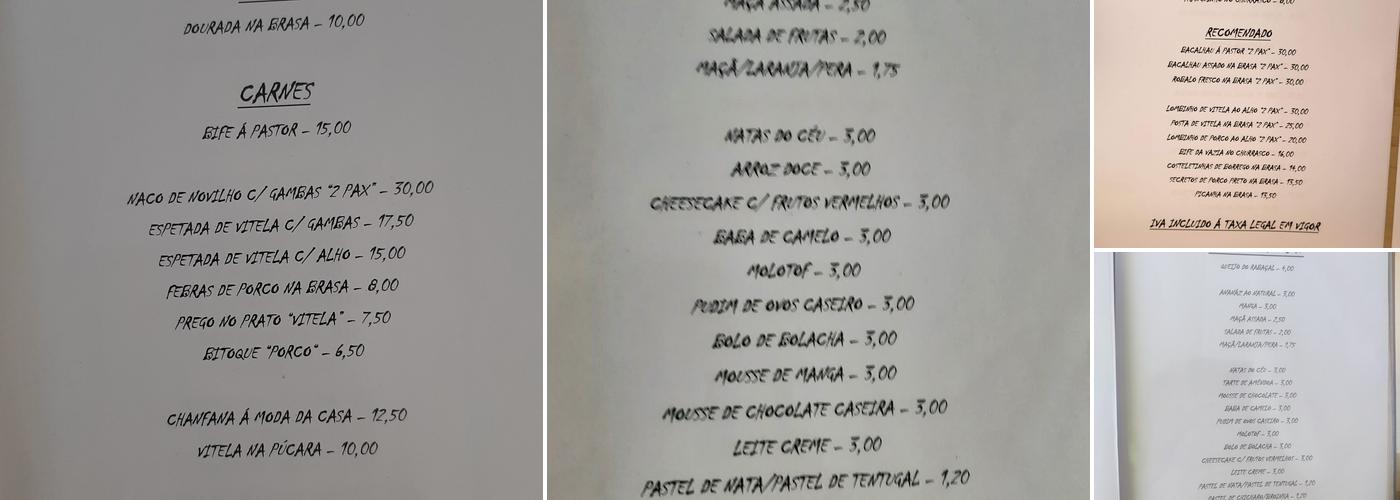 O Pastor Menu
