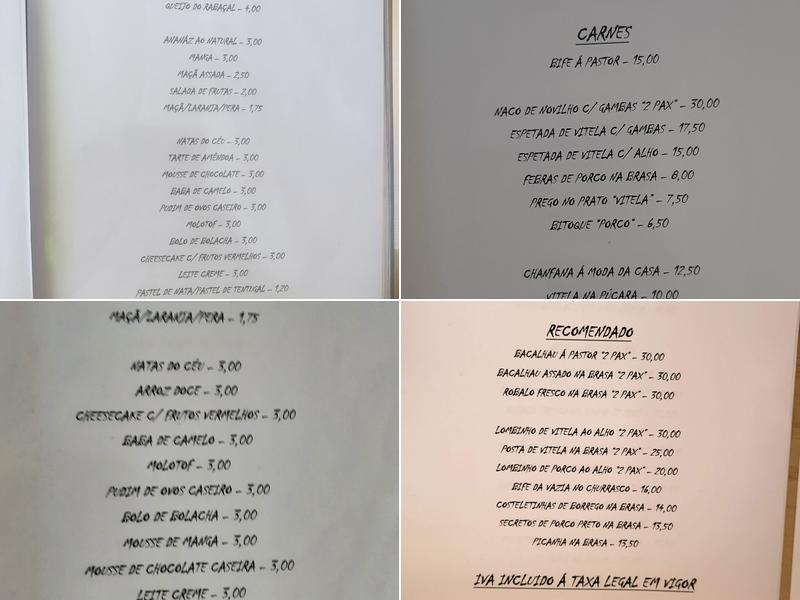 O Pastor Menu