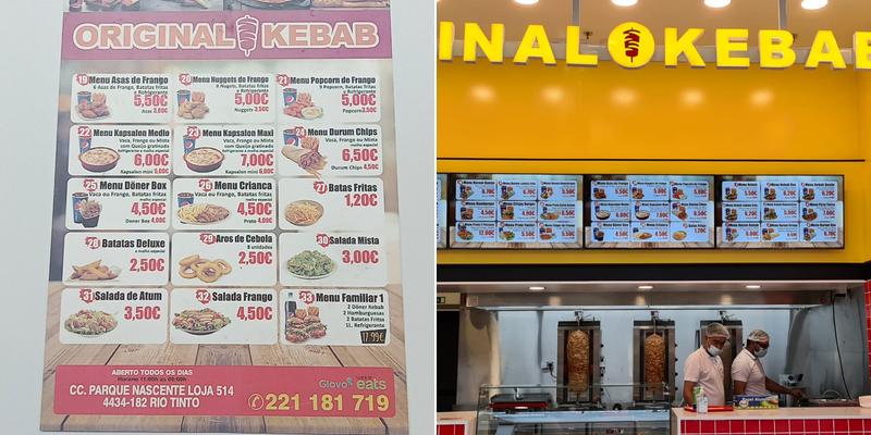 Original kebab Menu