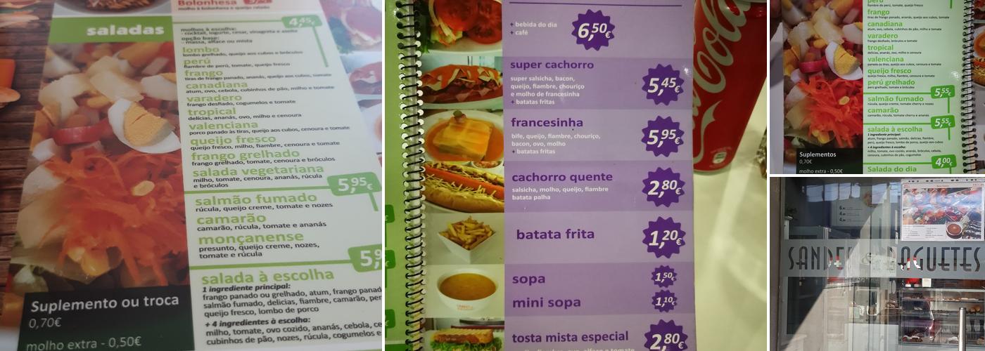 Sandes & Baguetes Menu