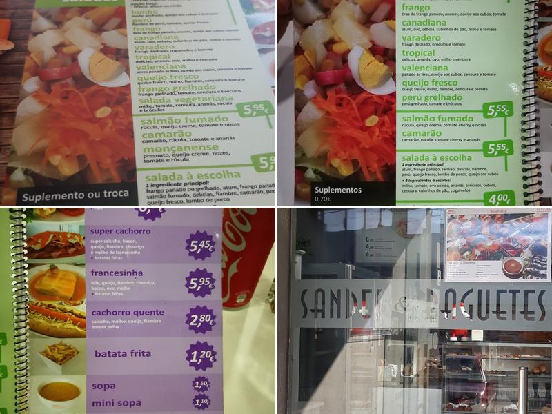 Sandes & Baguetes Menu