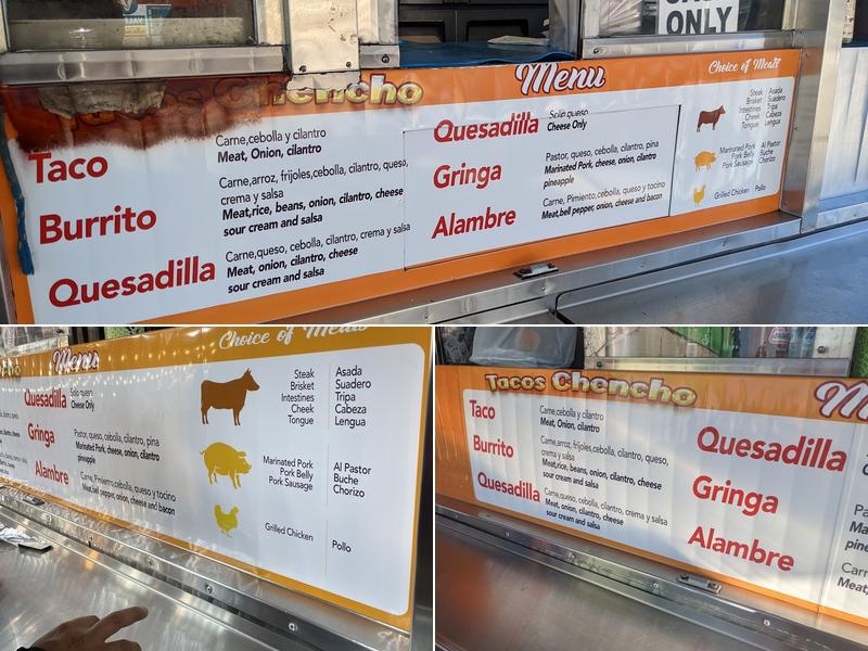 Tacos Chencho Menu