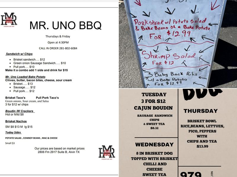 Mr. Uno BBQ Menu