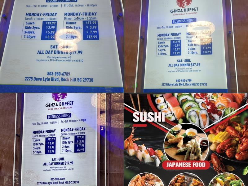 Ginza Buffet of Rock Hill Menu