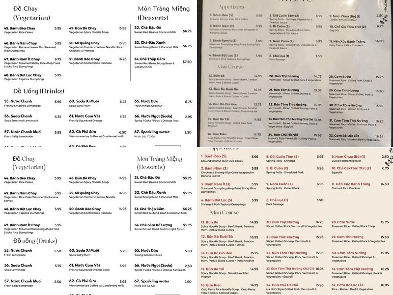 Huynh Dining (Bun Bo) Menu