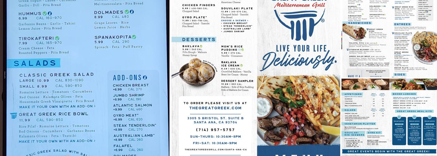 The Great Greek Mediterranean Grill Santa Ana, CA Menu