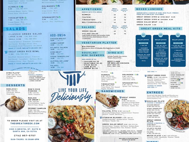 The Great Greek Mediterranean Grill Santa Ana, CA Menu