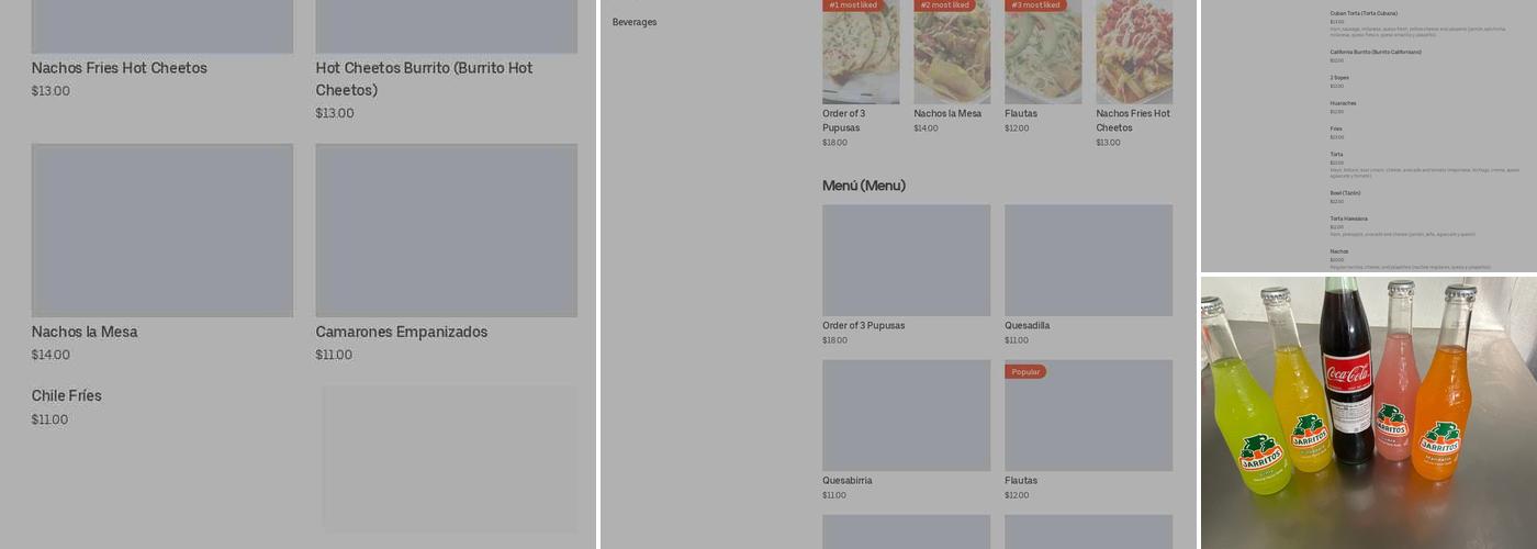 La Mesa Tacos y Popusas Menu