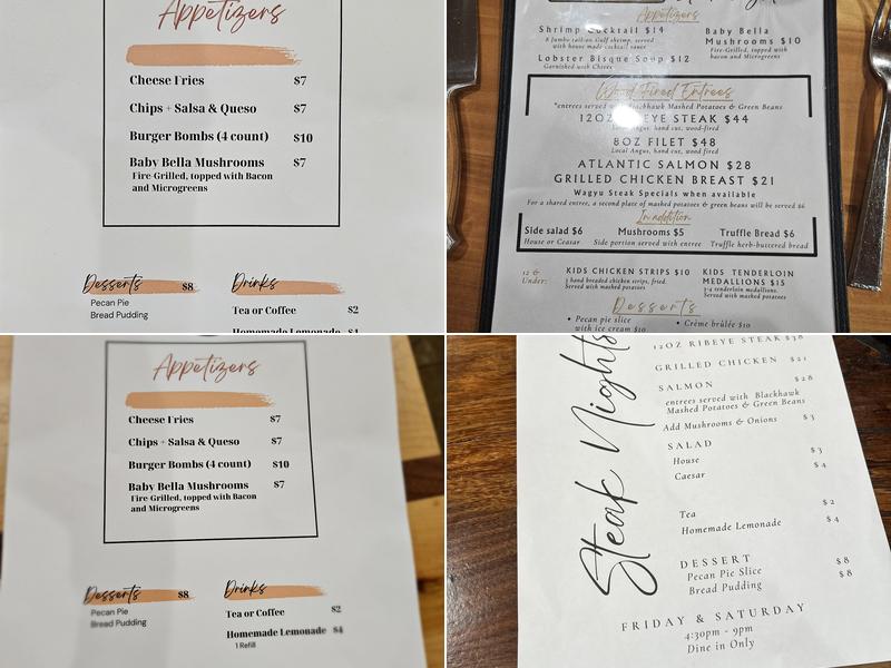 Blackhawk Creek General Store and Grill Menu