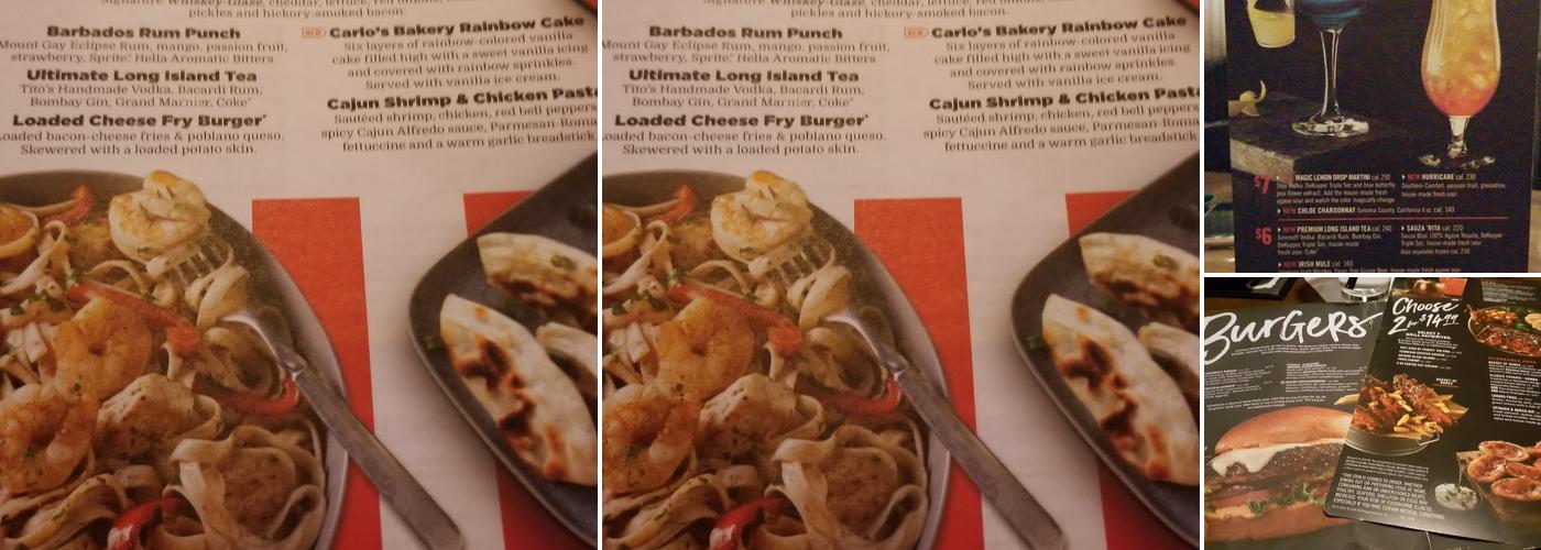 TGI Fridays Menu