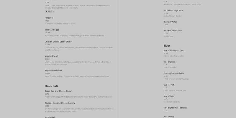 Panini Press Menu