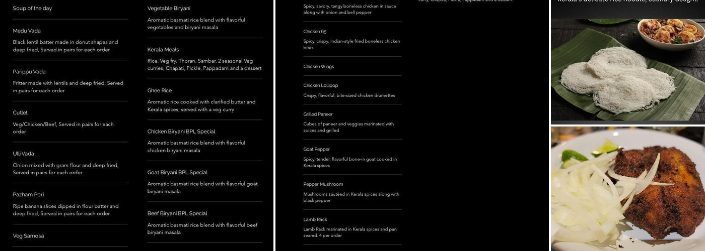 Black Pepper Lounge Menu