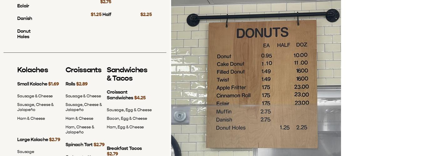 Boston Donuts Menu