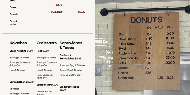Boston Donuts Menu