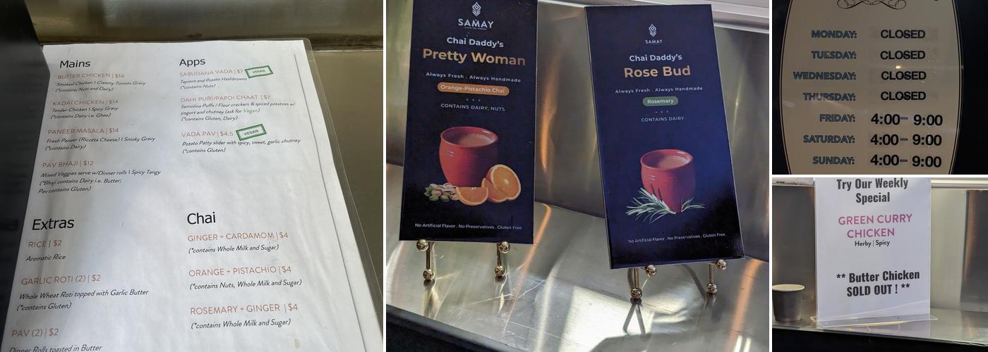 Samay Chai Menu