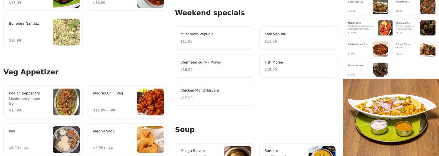 Madurai Mes Express Menu