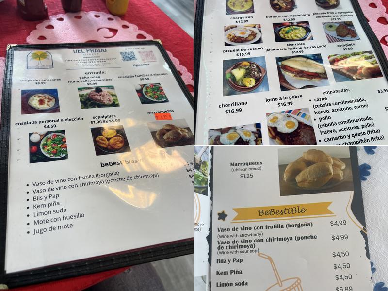 Del Prado Market restaurante chileno Menu