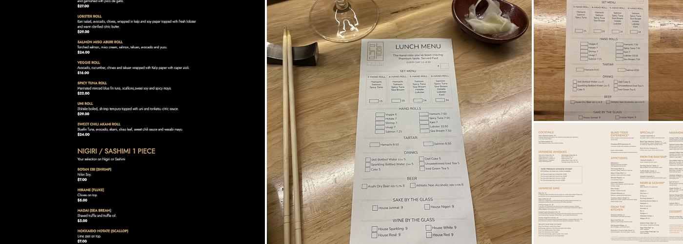 RKB Blind Tiger Experience Menu