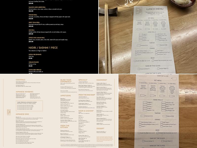 RKB Blind Tiger Experience Menu