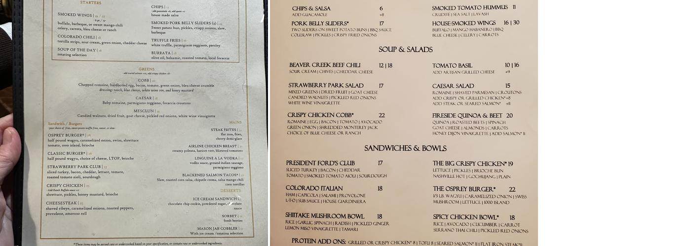 Fireside Grill Menu