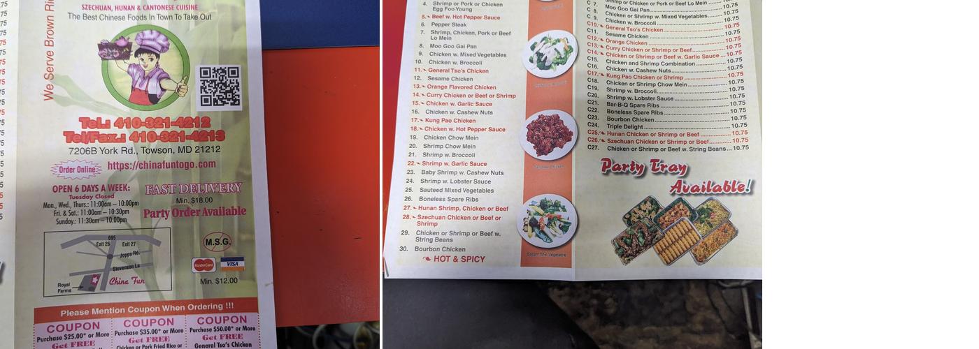 China Fun Menu