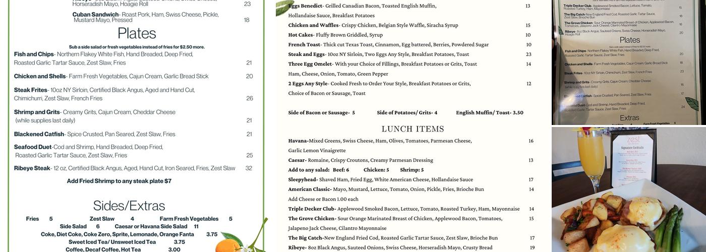 Zest Bar and Grill Menu