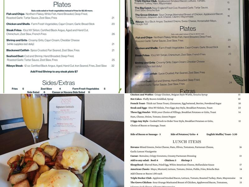Zest Bar and Grill Menu